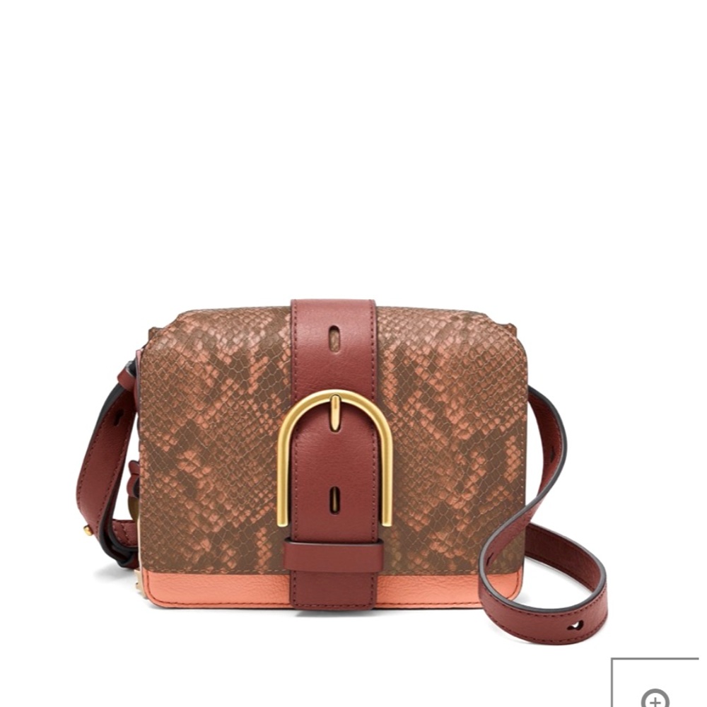 NWOT Fossil Wiley Pink Multi Top Handle Saddle Crossbody Bag